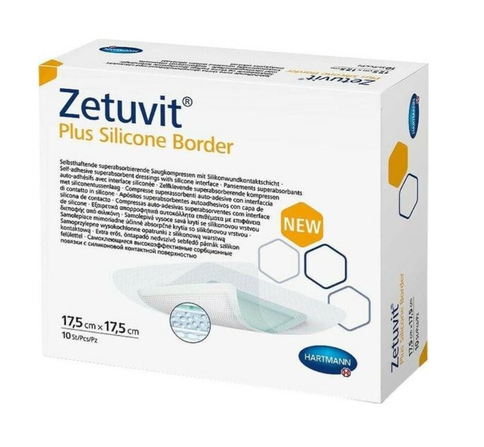 Hartmann Zetuvit Plus Silicone Border Επιθέματα Κατακλίσεων 17.5x17.5 cm 10 τεμάχια