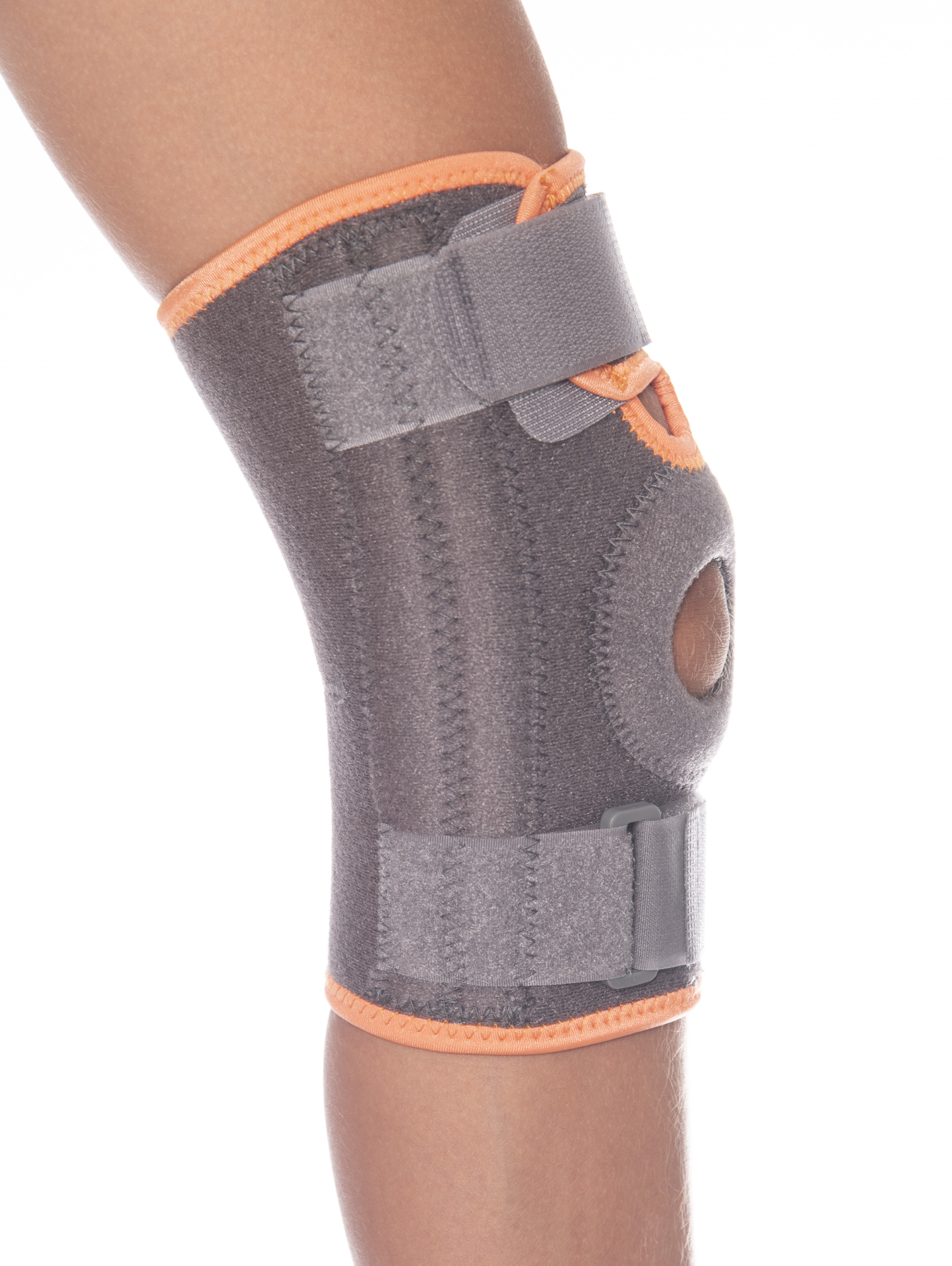 Medical Brace Επιγονατίδα Neoprene με πλαστικές εύκαμπτες μπανέλες παιδικό MB.4040 γκρι-πορτοκαλί